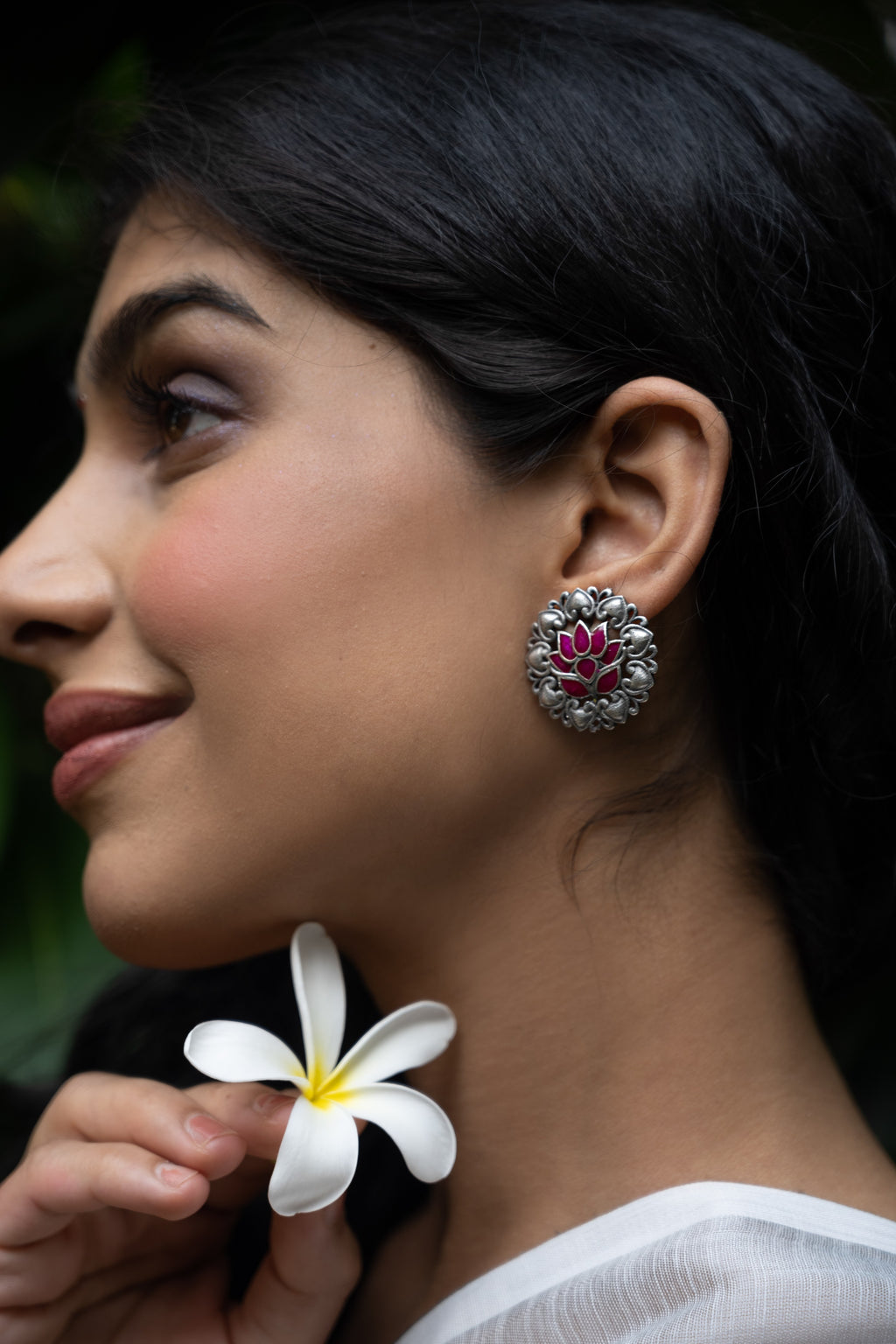 Crimson Lotus Heritage Stud Earrings