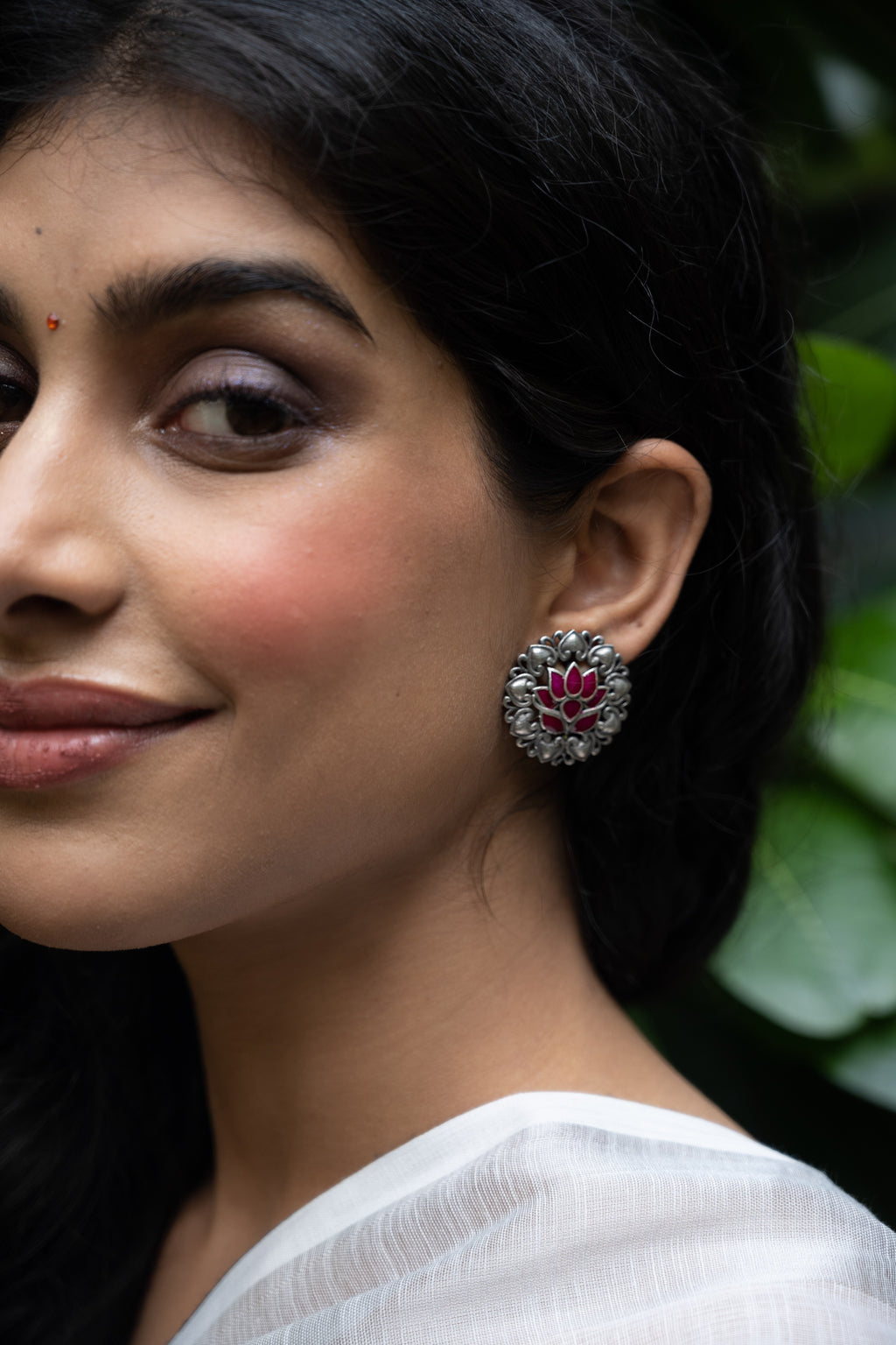 Crimson Lotus Heritage Stud Earrings