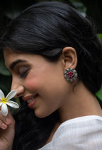 Crimson Lotus Heritage Stud Earrings