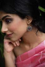 Ruby Bloom Oxidised Silver Floral Earrings