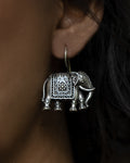 Heritage Elephant Oxidised Silver Earrings