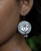 Freeflight Bird Oxidised Silver Dangler Earrings