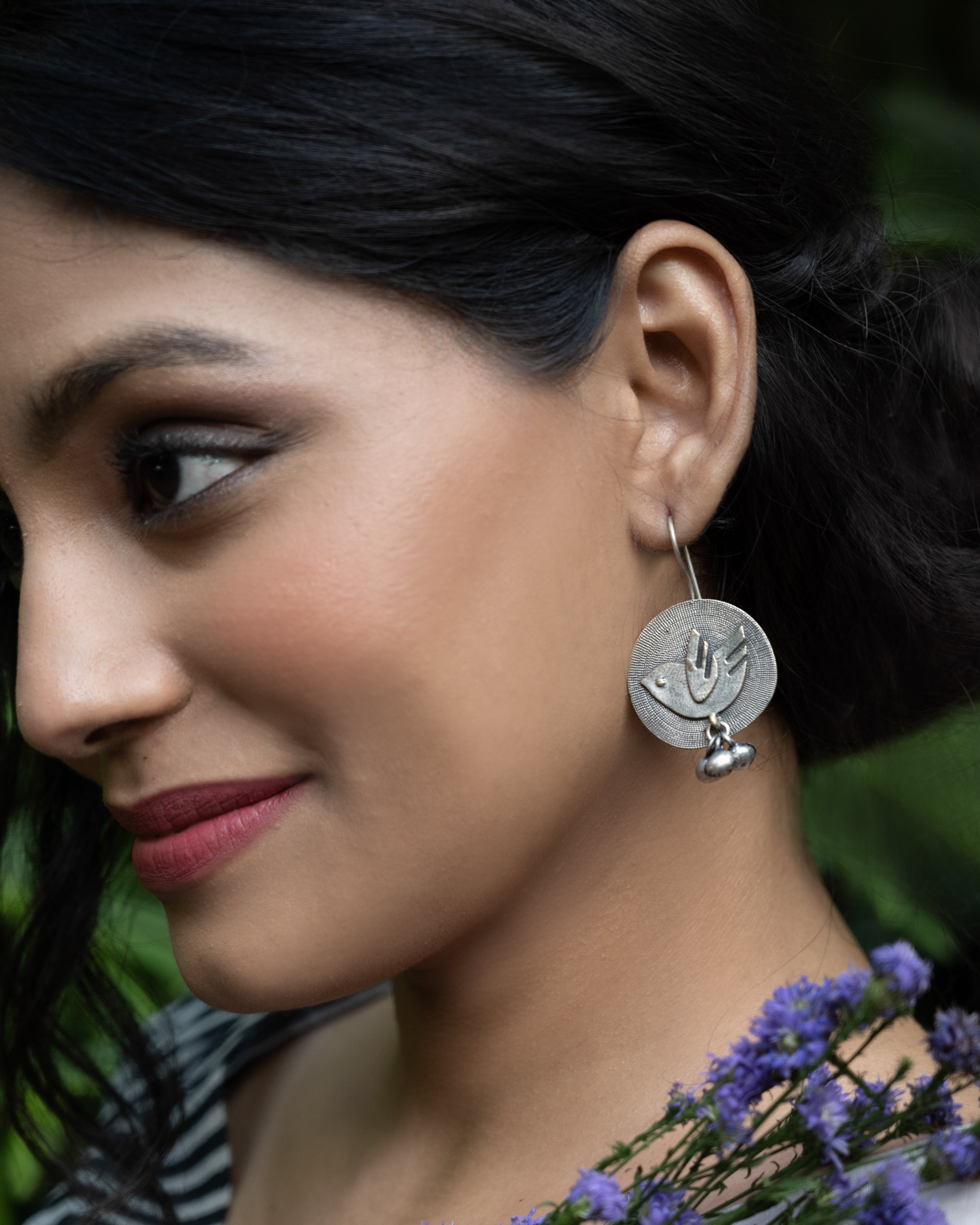 Freeflight Bird Oxidised Silver Dangler Earrings
