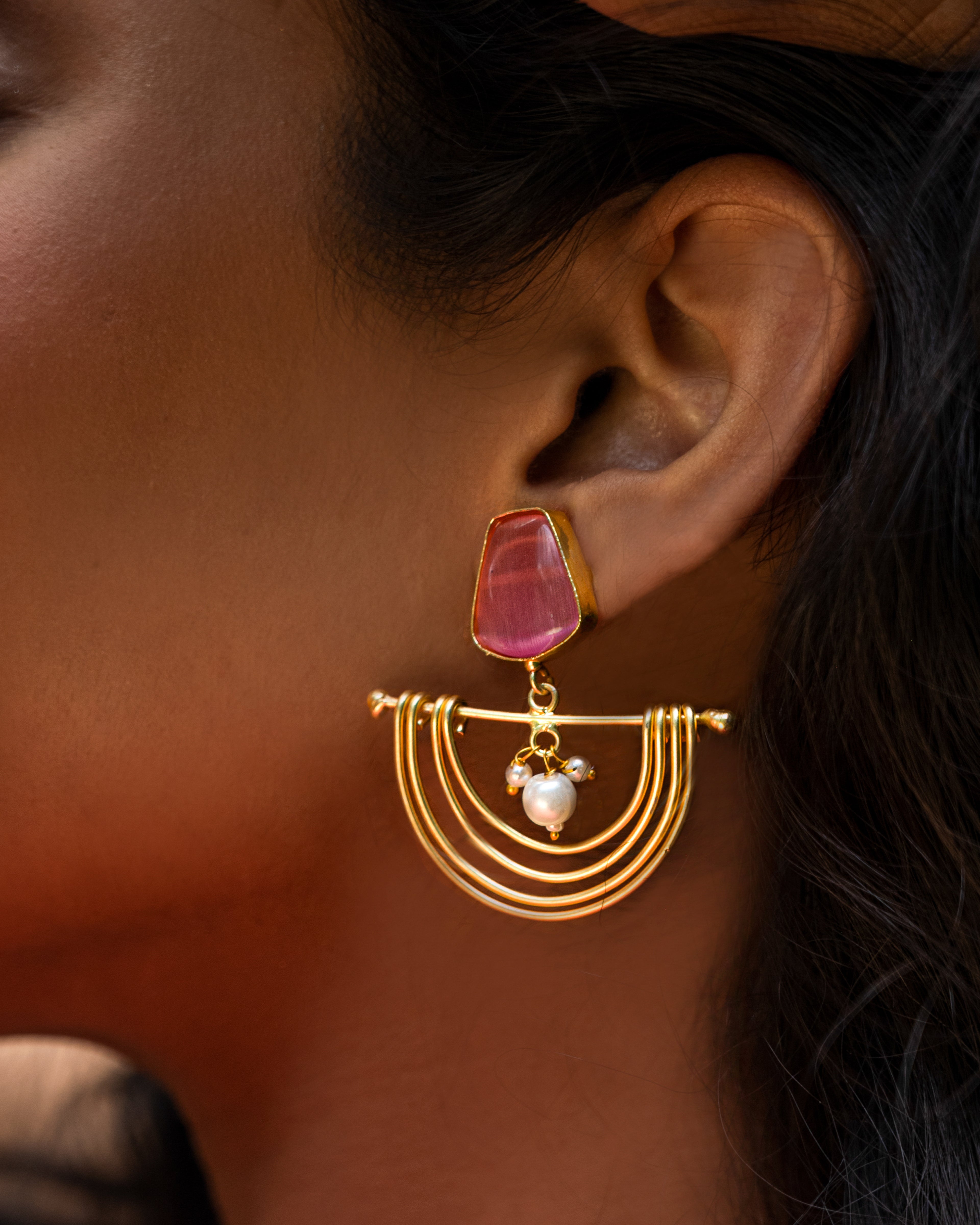 Aurelia Blush Arc Statement Earrings