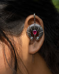 Crimson Halo Ear Cuff Statement Earrings