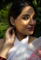 Crimson Halo Ear Cuff Statement Earrings