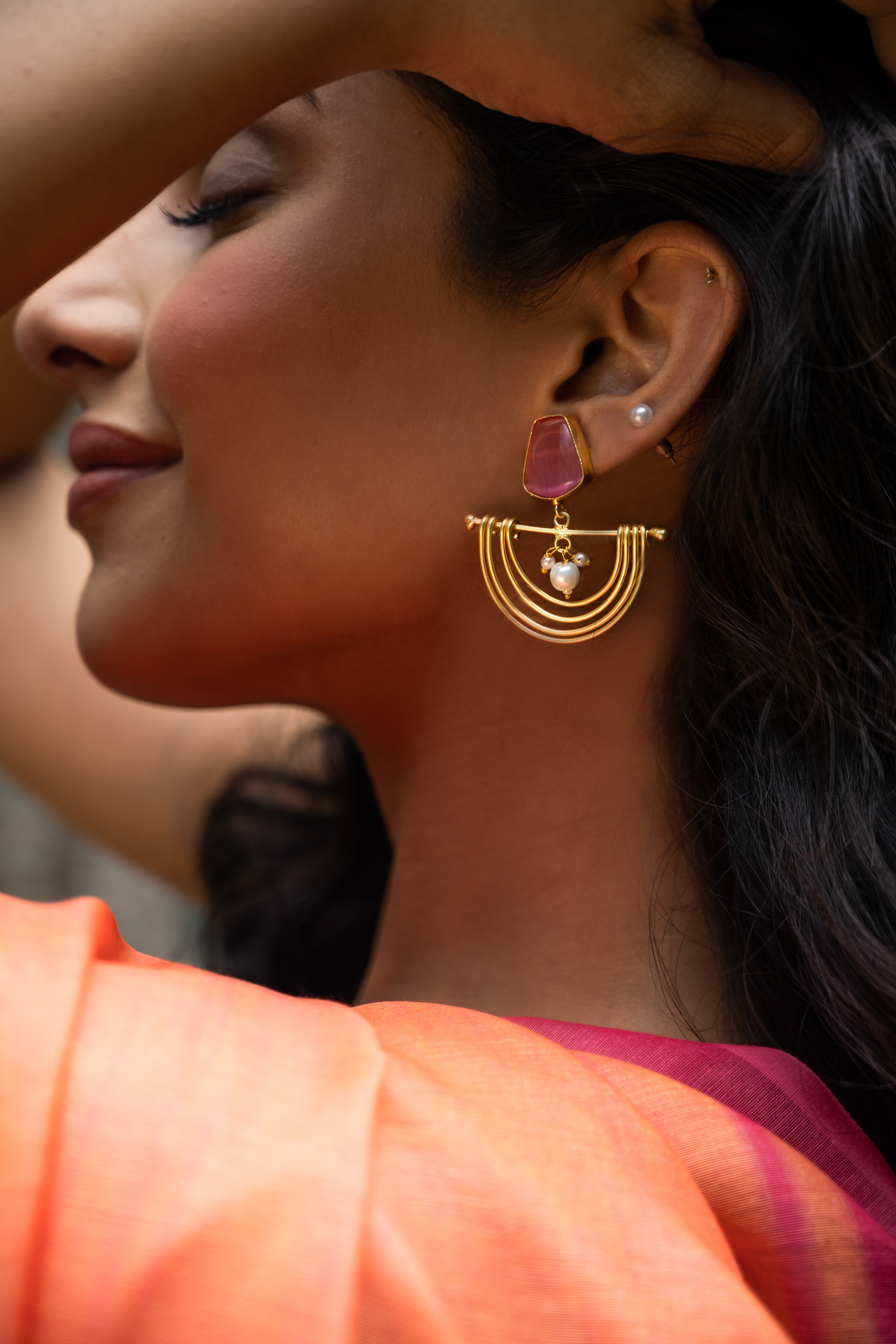 Aurelia Blush Arc Statement Earrings