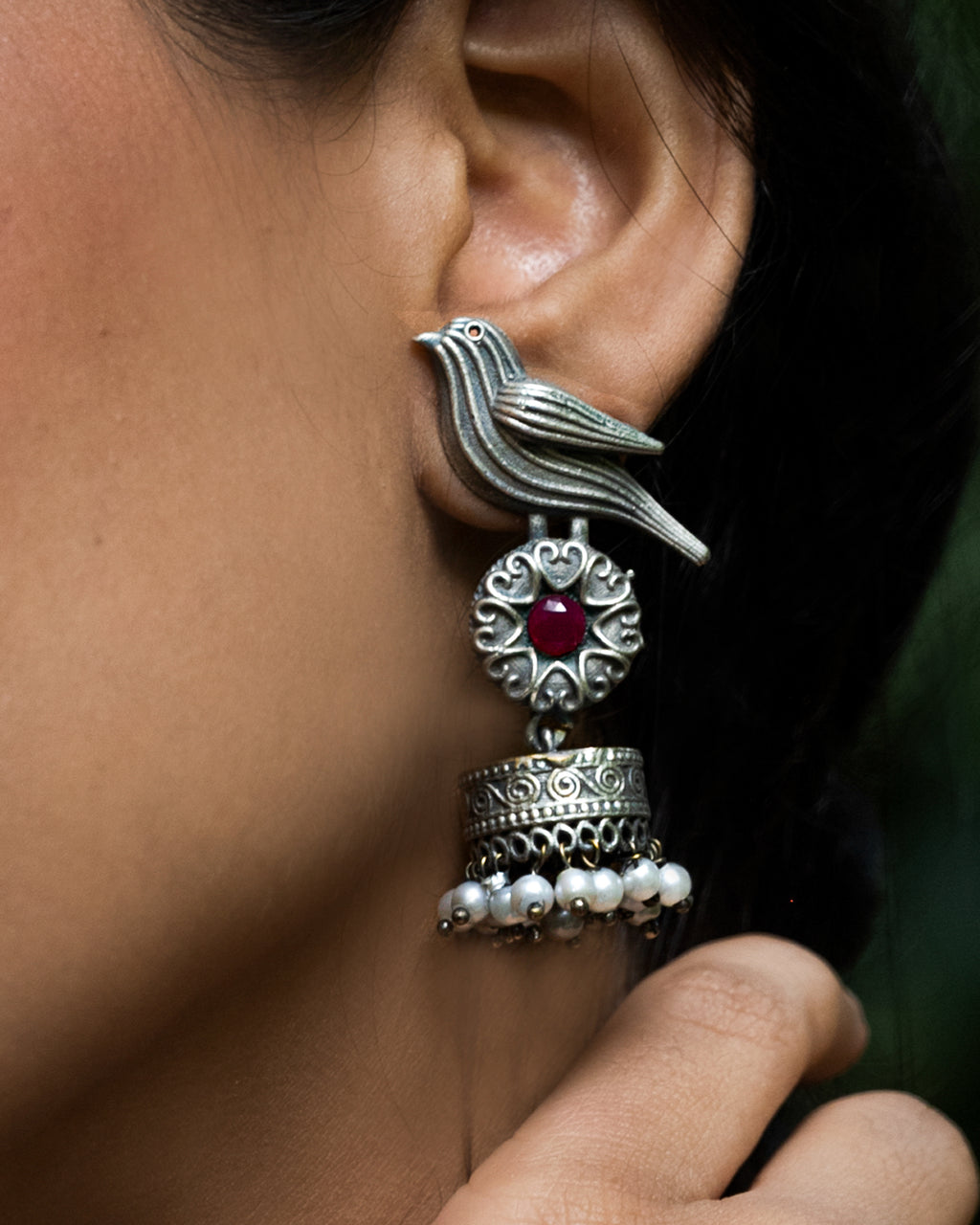 Mayura Heritage Bird Jhumki Earrings