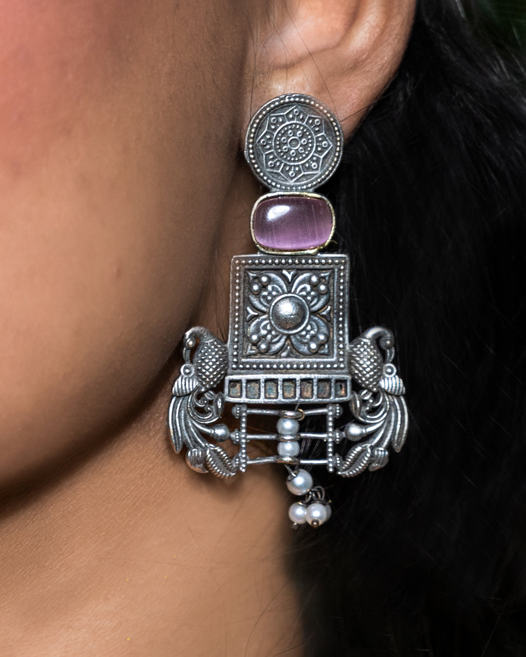 Blush Heritage Peacock Dangler Earrings