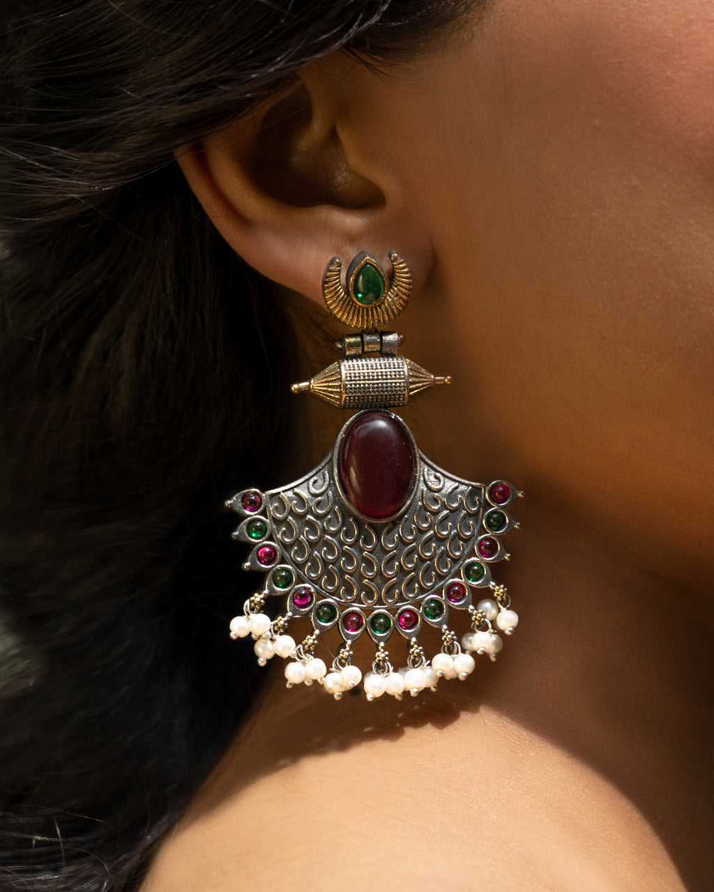 Rajsi Pearl Cascade Heritage Earrings