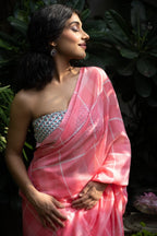 Blush Grid Chanderi Saree