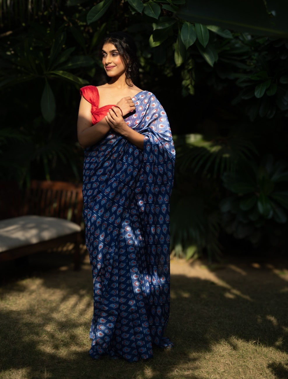 Royal Indigo Buti Chanderi Saree