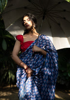 Royal Indigo Buti Chanderi Saree