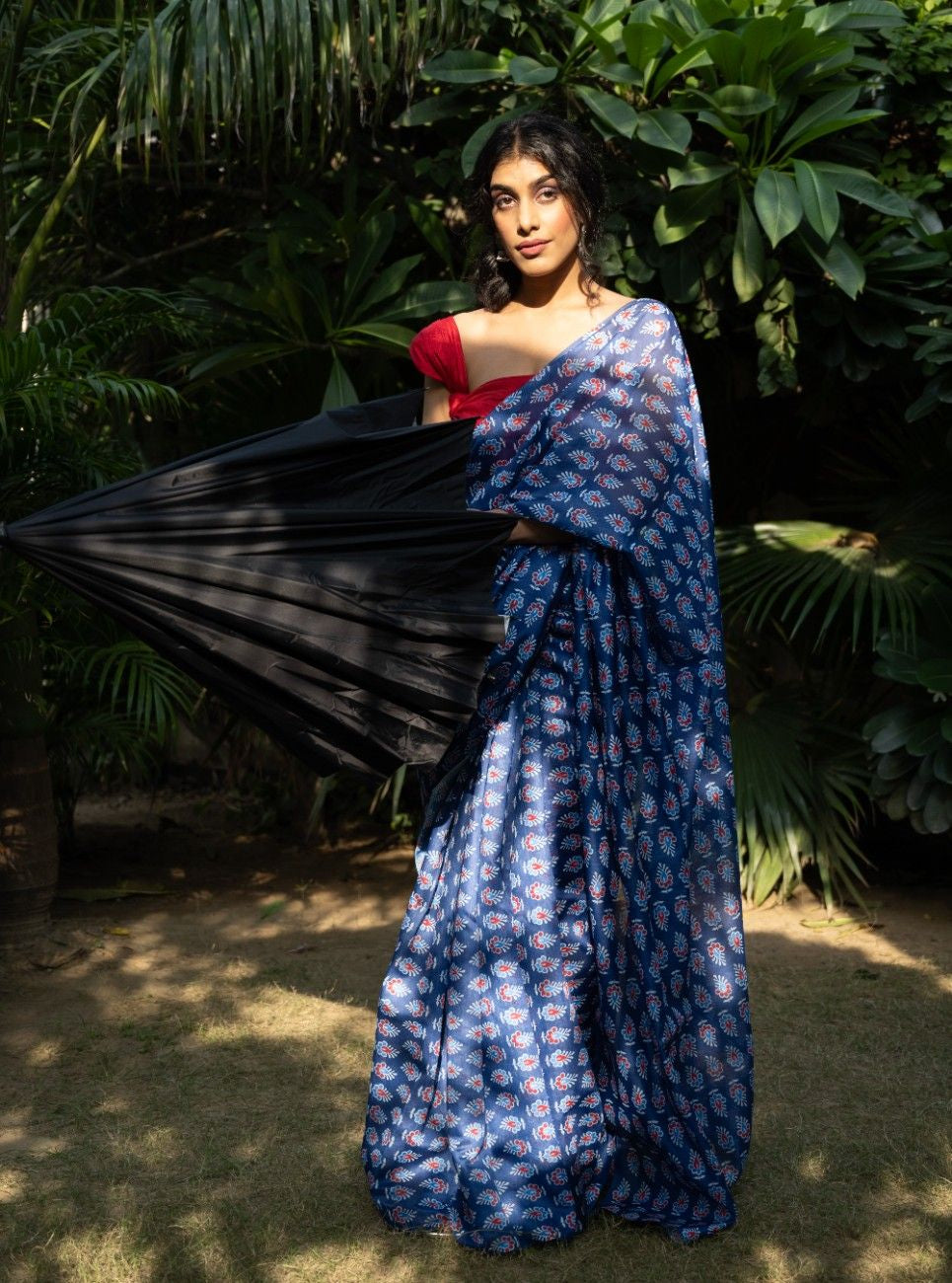 Royal Indigo Buti Chanderi Saree