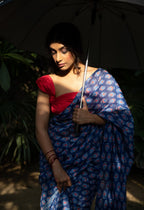 Royal Indigo Buti Chanderi Saree