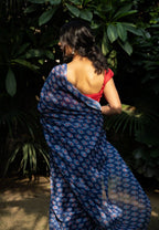 Royal Indigo Buti Chanderi Saree