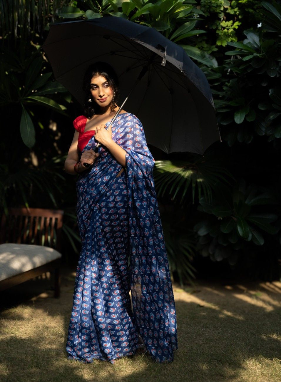 Royal Indigo Buti Chanderi Saree