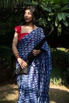 Royal Indigo Buti Chanderi Saree