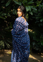 Royal Indigo Buti Chanderi Saree