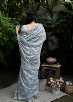 Monochrome Bloom Chanderi Saree