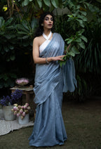 Silver Mist Buti Cotton Chanderi Saree