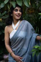 Silver Mist Buti Cotton Chanderi Saree