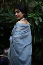 Silver Mist Buti Cotton Chanderi Saree