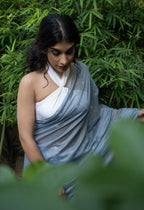 Silver Mist Buti Cotton Chanderi Saree