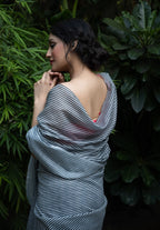 Midnight Stripe Chanderi Saree