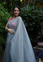 Midnight Stripe Chanderi Saree