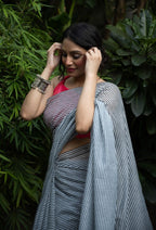 Midnight Stripe Chanderi Saree