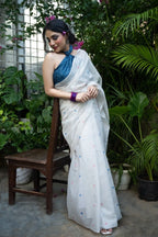 Ivory Petal Buti Chanderi Saree