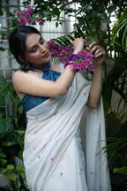 Ivory Petal Buti Chanderi Saree