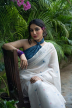 Ivory Petal Buti Chanderi Saree