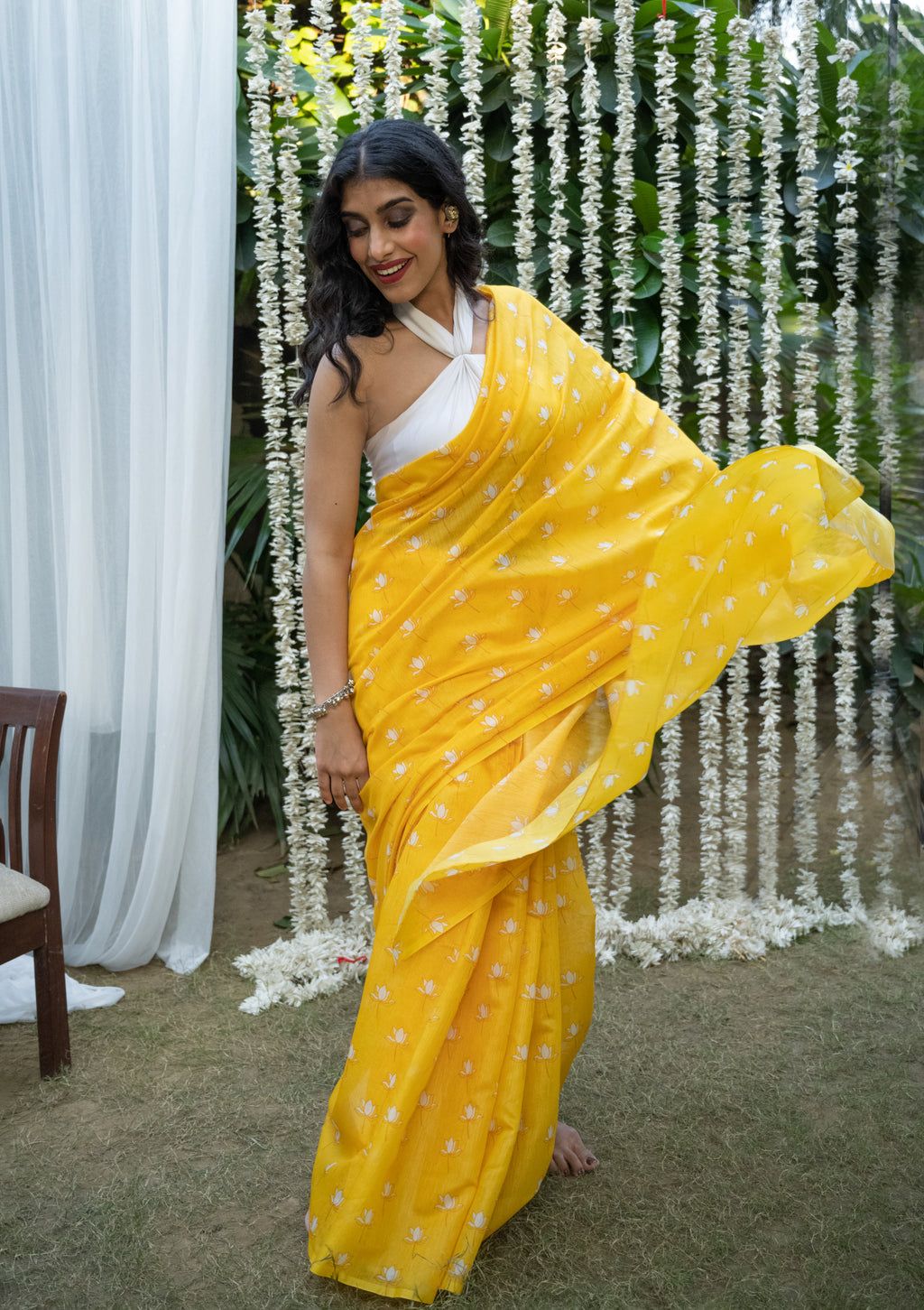 Sunlit Bloom Chanderi Saree