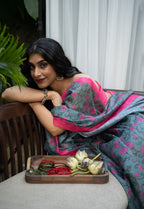 Rosewood Garden Chanderi Saree