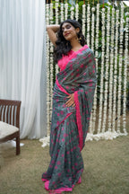 Rosewood Garden Chanderi Saree