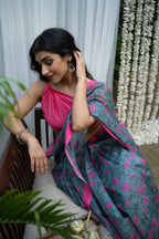 Rosewood Garden Chanderi Saree