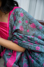 Rosewood Garden Chanderi Saree