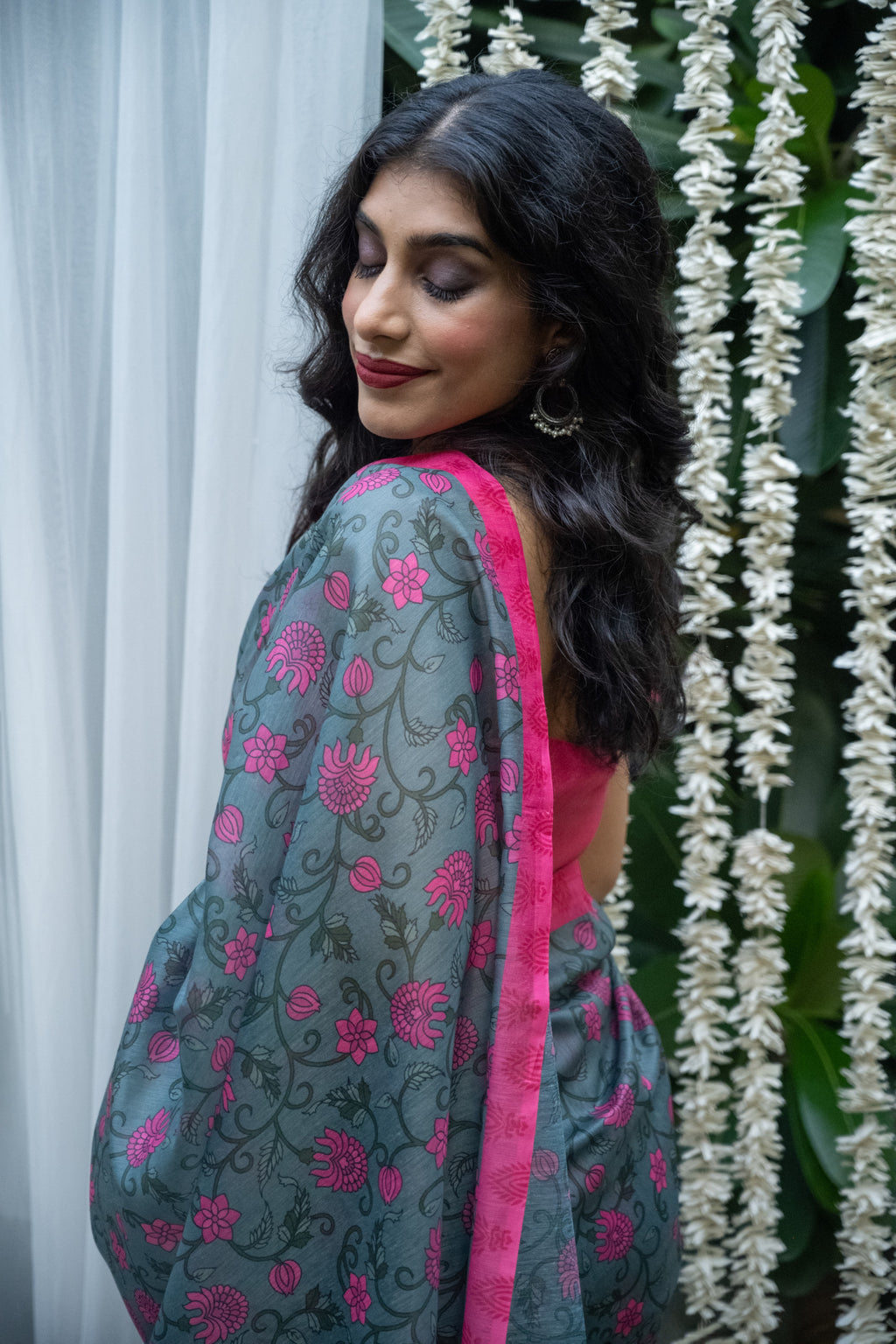 Rosewood Garden Chanderi Saree
