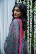 Rosewood Garden Chanderi Saree