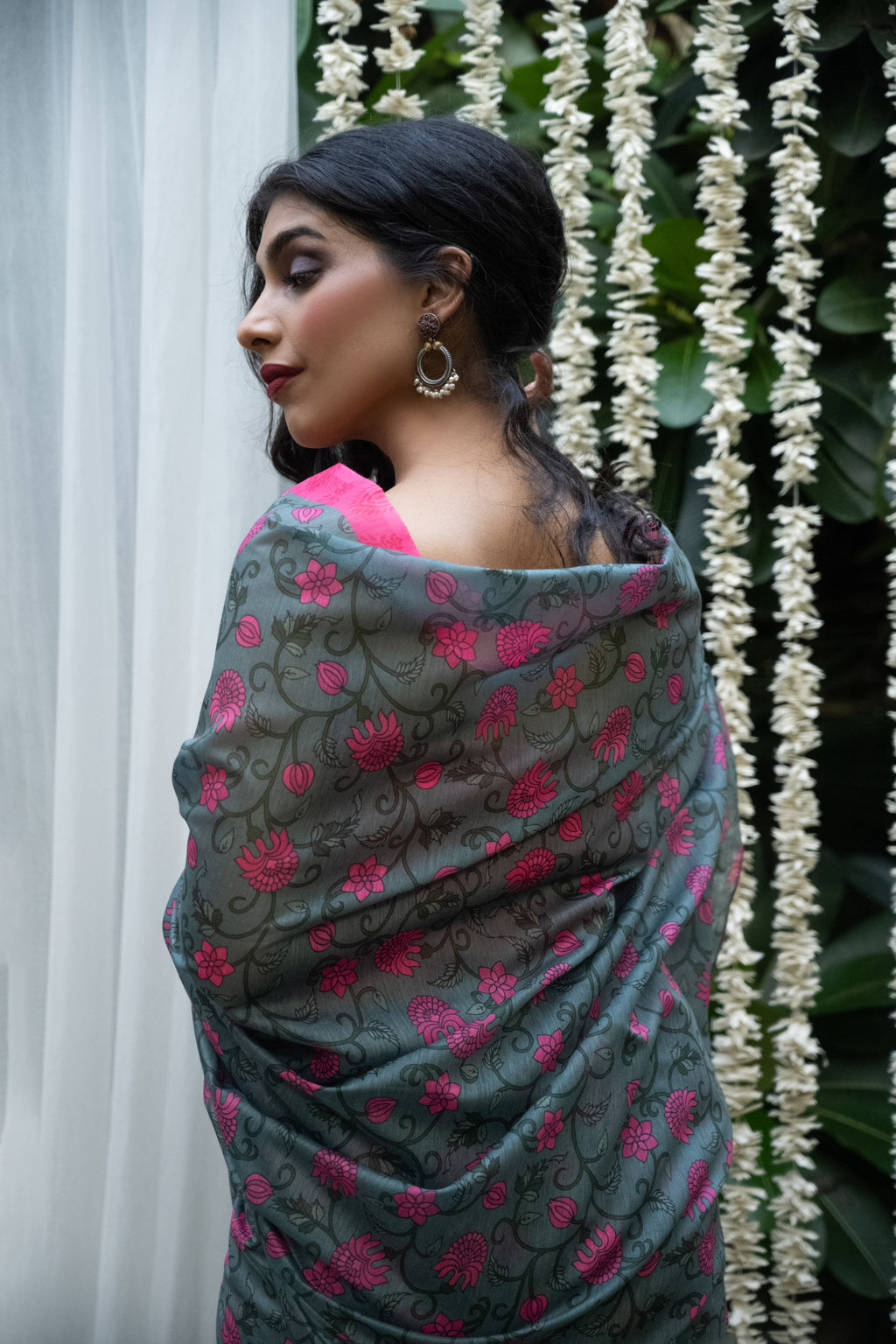 Rosewood Garden Chanderi Saree
