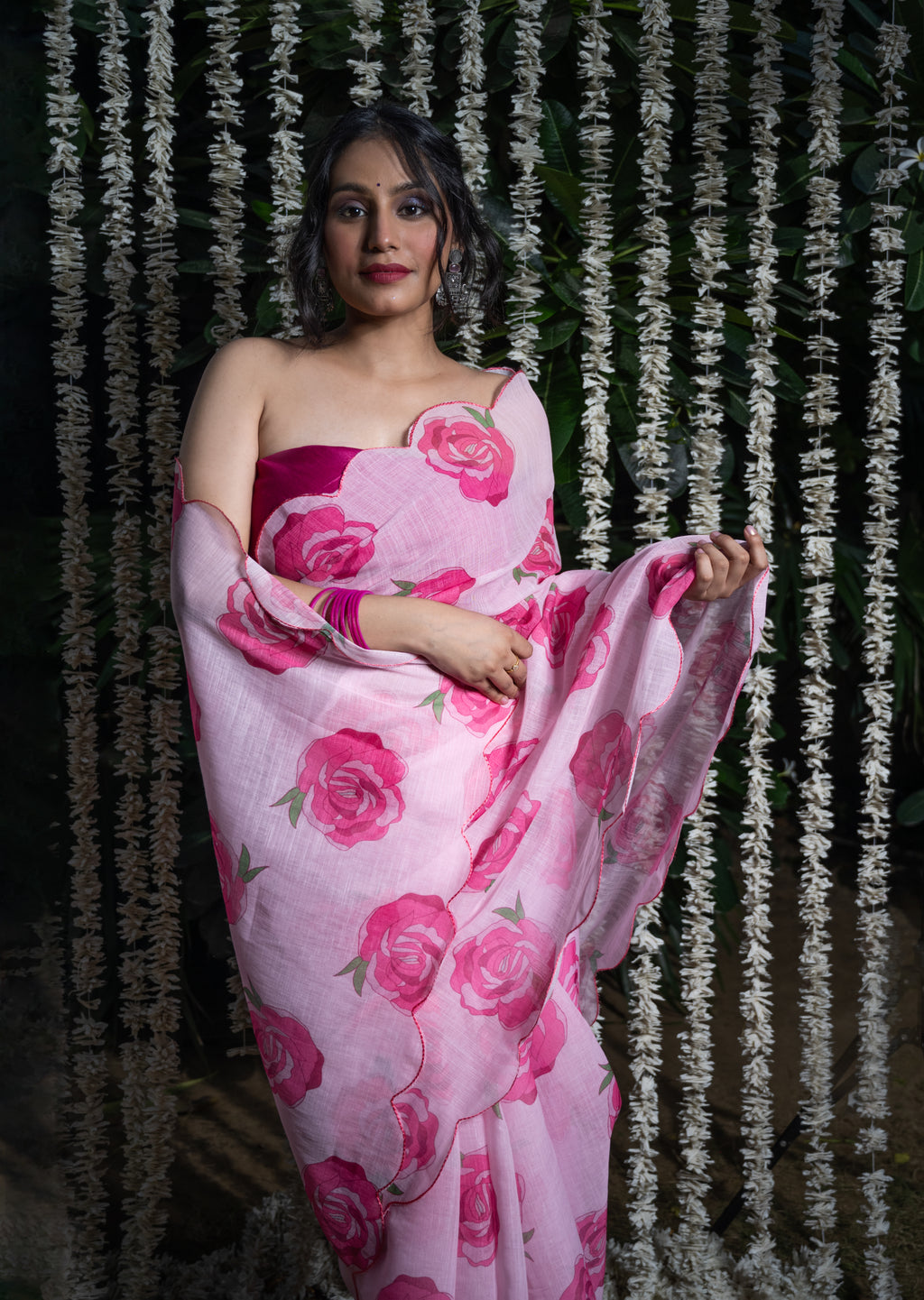 Blush Rose Garden Kota Silk Saree