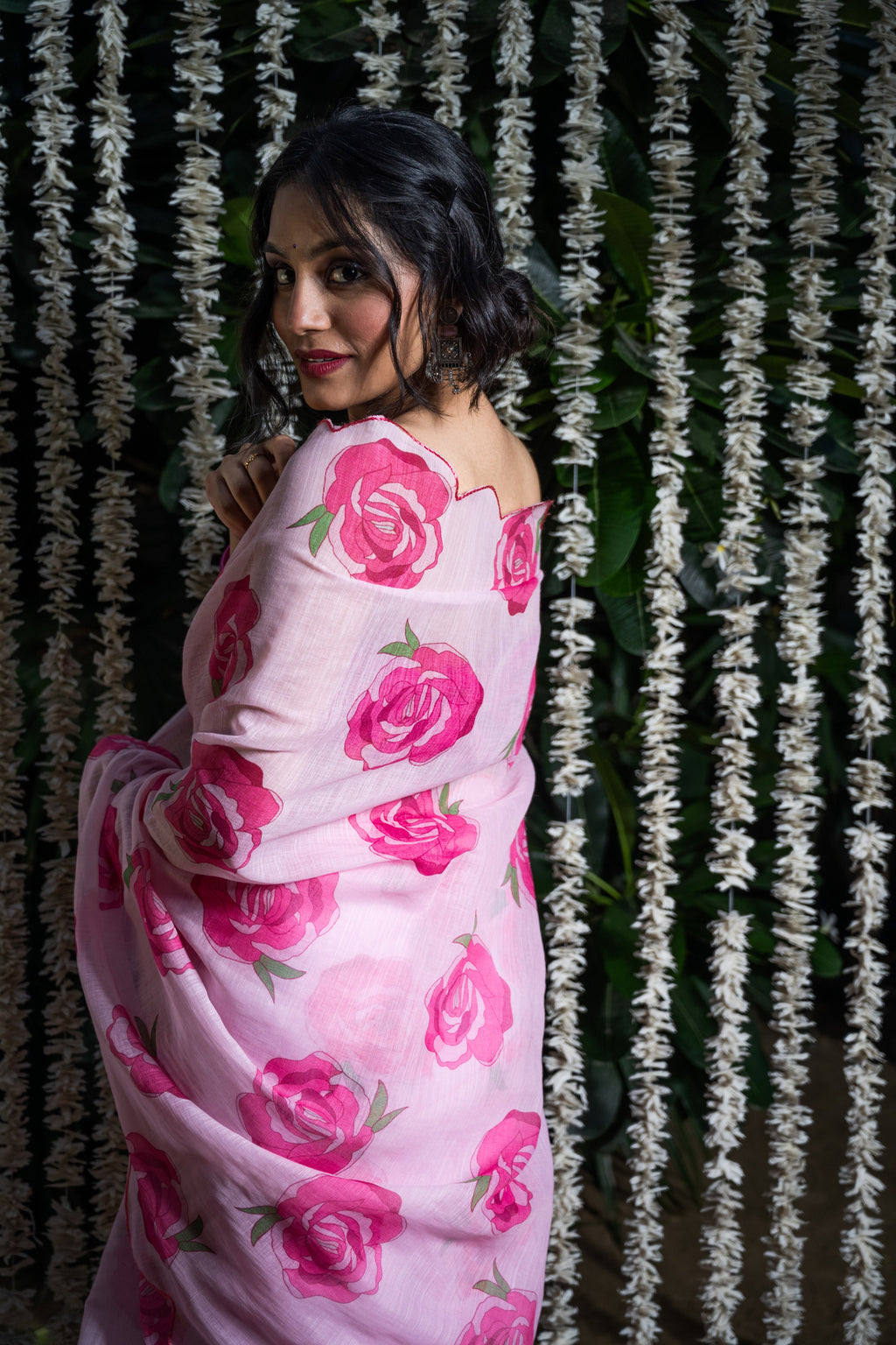 Blush Rose Garden Kota Silk Saree