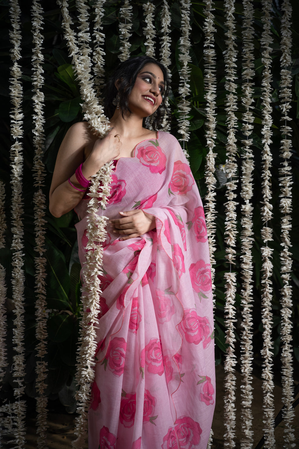 Blush Rose Garden Kota Silk Saree