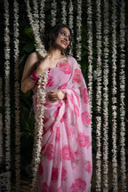 Blush Rose Garden Kota Silk Saree
