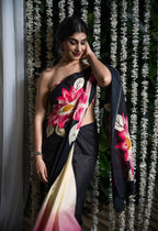 Midnight Lotus Cotton Saree