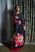 Midnight Lotus Cotton Saree