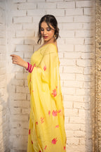 Yellow Lotus Cotton Saree