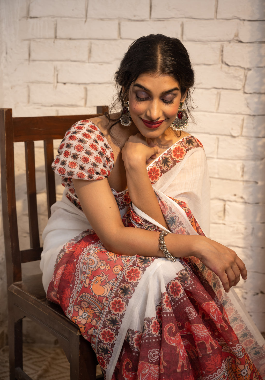 Ivory Heritage Border Cotton Saree